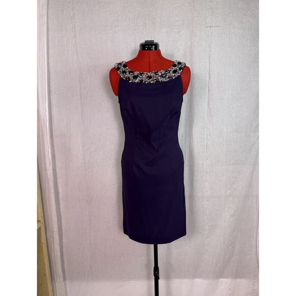 Connected Apparel Womens Dress 6 Purple Ornate Beaded Formal Cocktail E123 - Picture 1 of 11